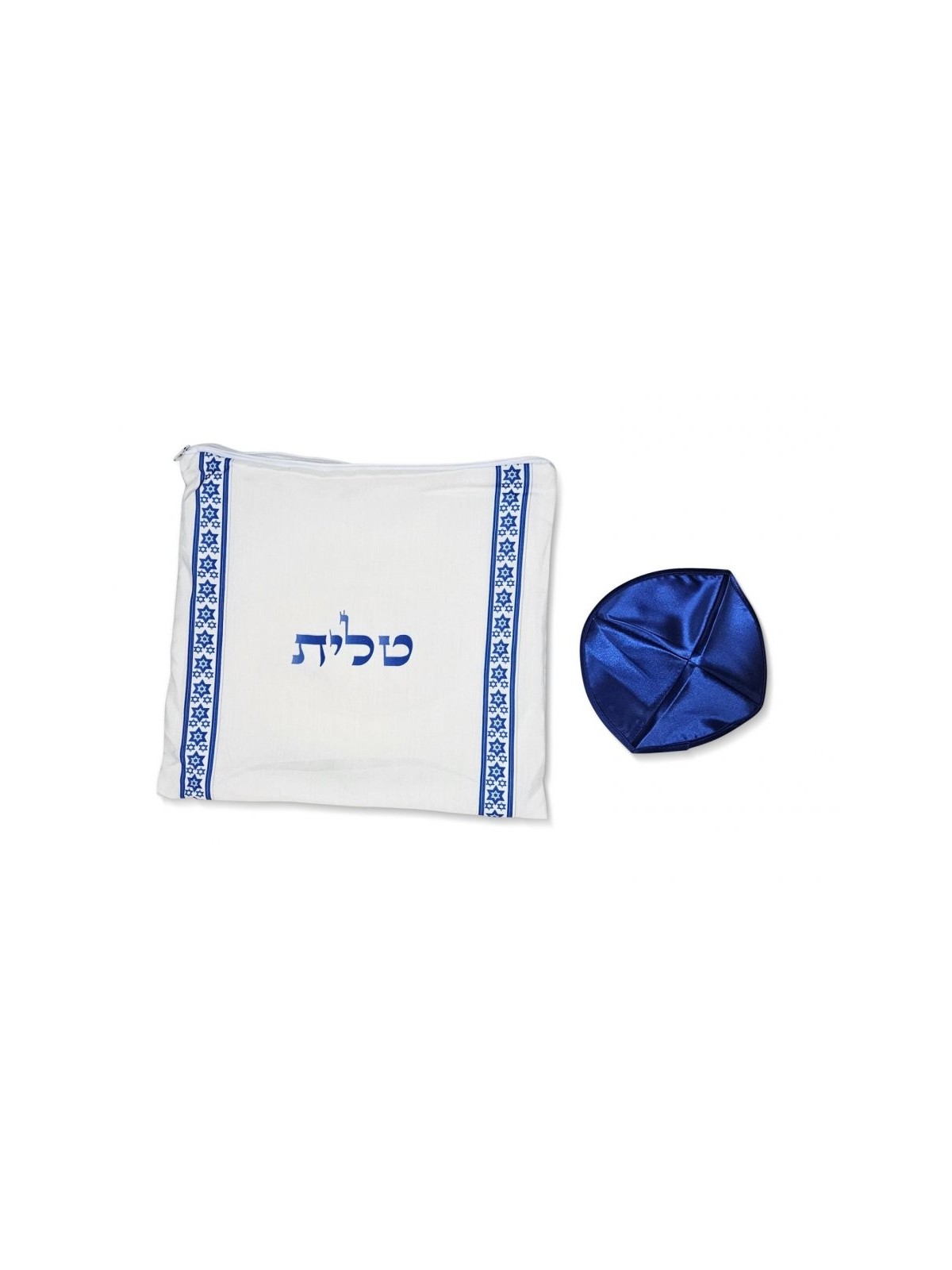 סט טלית אקרילי עטרת כחול כהה וכסף סטר... | טליתים מודרניים
